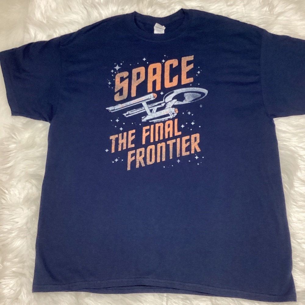 Star Trek Men’s NavyBlue Crew Neck Tshirt with Space the Final Frontier